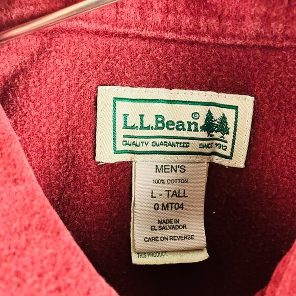 LL Bean Shirt Mens XL Tall Red Long Sleeve Button Down Shacket Vintage Autumn - Picture 3 of 8
